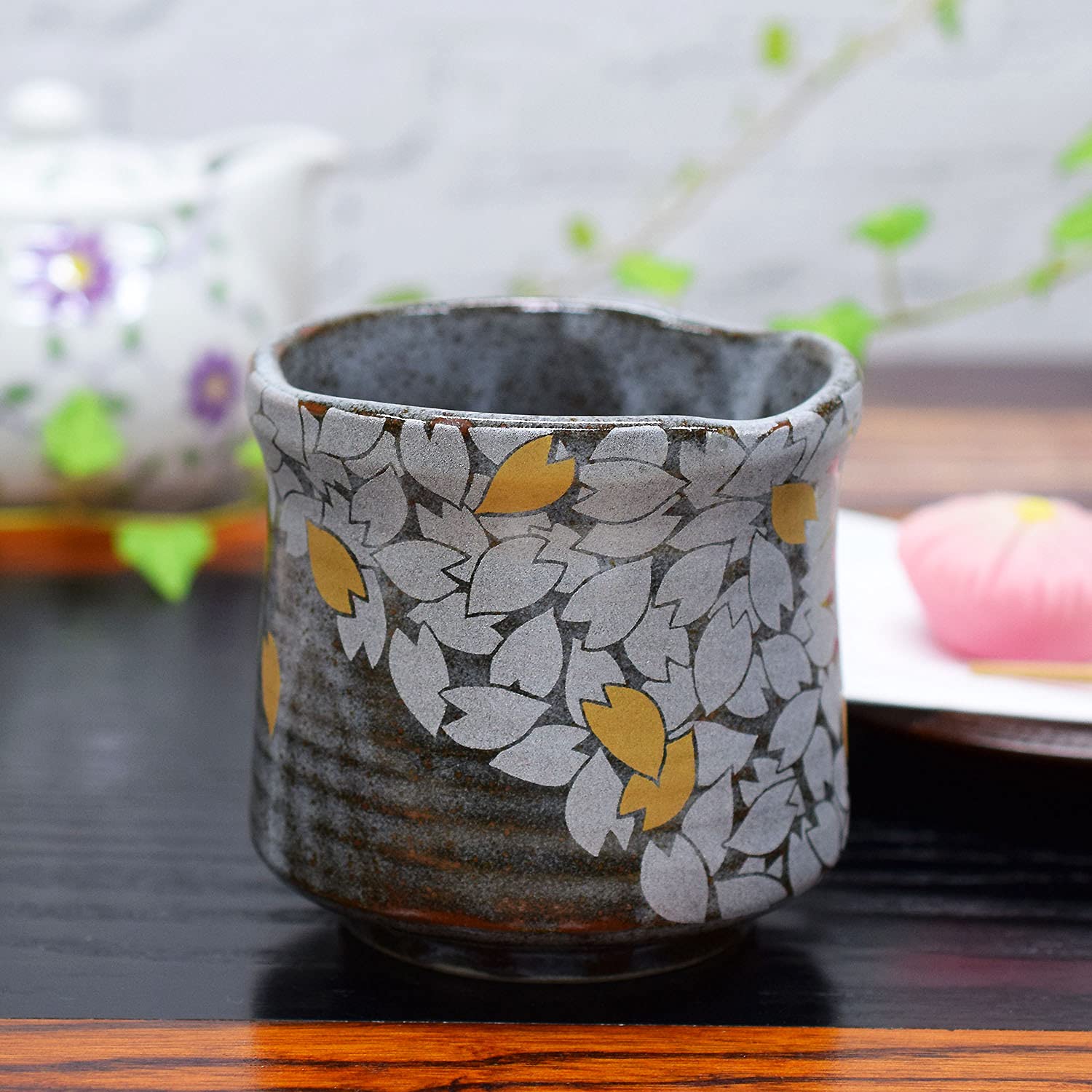 Amazon | 大きい 湯呑み 九谷焼 湯のみ 桜吹雪 湯呑み茶碗 陶器